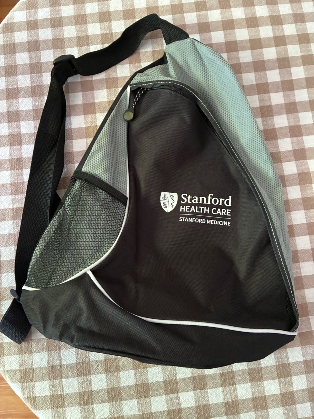 Stanford Medicine Black and Gray one strap bag